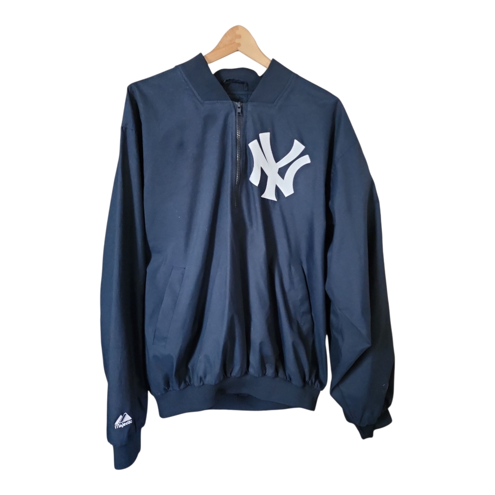 NY Yankees MLB Dark Blue 2001 World Series 1/4 Zip Pullover Jacket